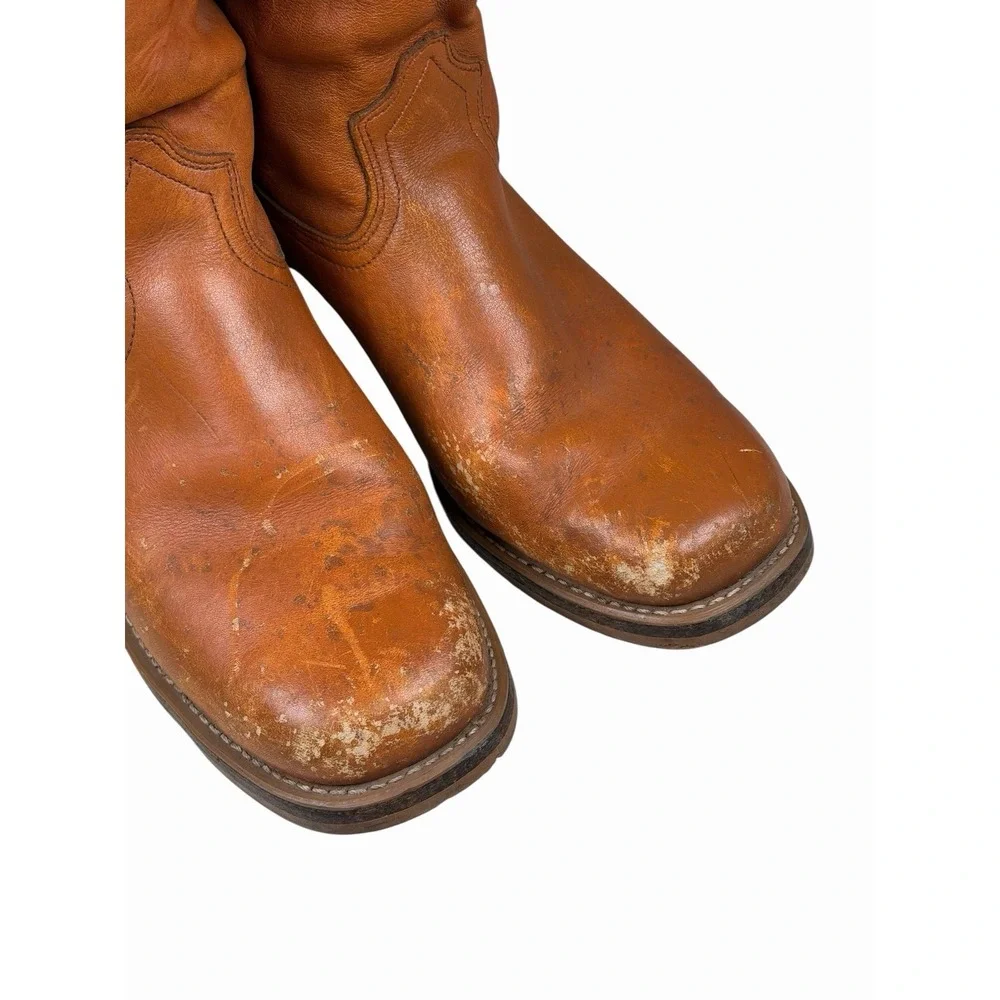 Vintage BIG THUNDER Rust Leather Campus Boots Made in the USA Men's 10.5D